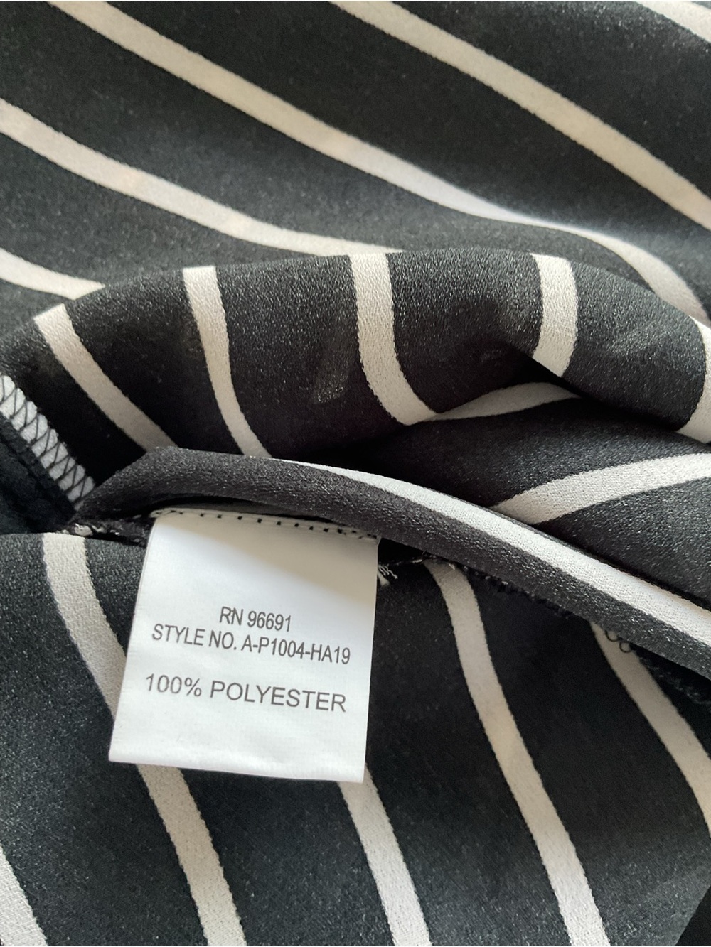 Analili Black White Striped Paperbag Waist Wide Leg Pants M - Picture 13 of 13